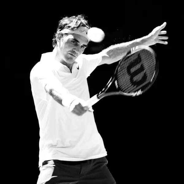 Мельбурн - 25 января: Роджер Федерер из Швейцарии в его quar — стоковое фото