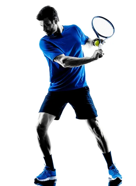 Человек силуэт игры игрок тенниса — стоковое фото